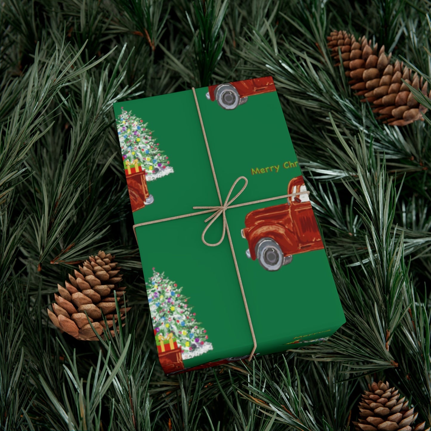 Christmas Truck Gift Wrapping Paper - Blue Cava