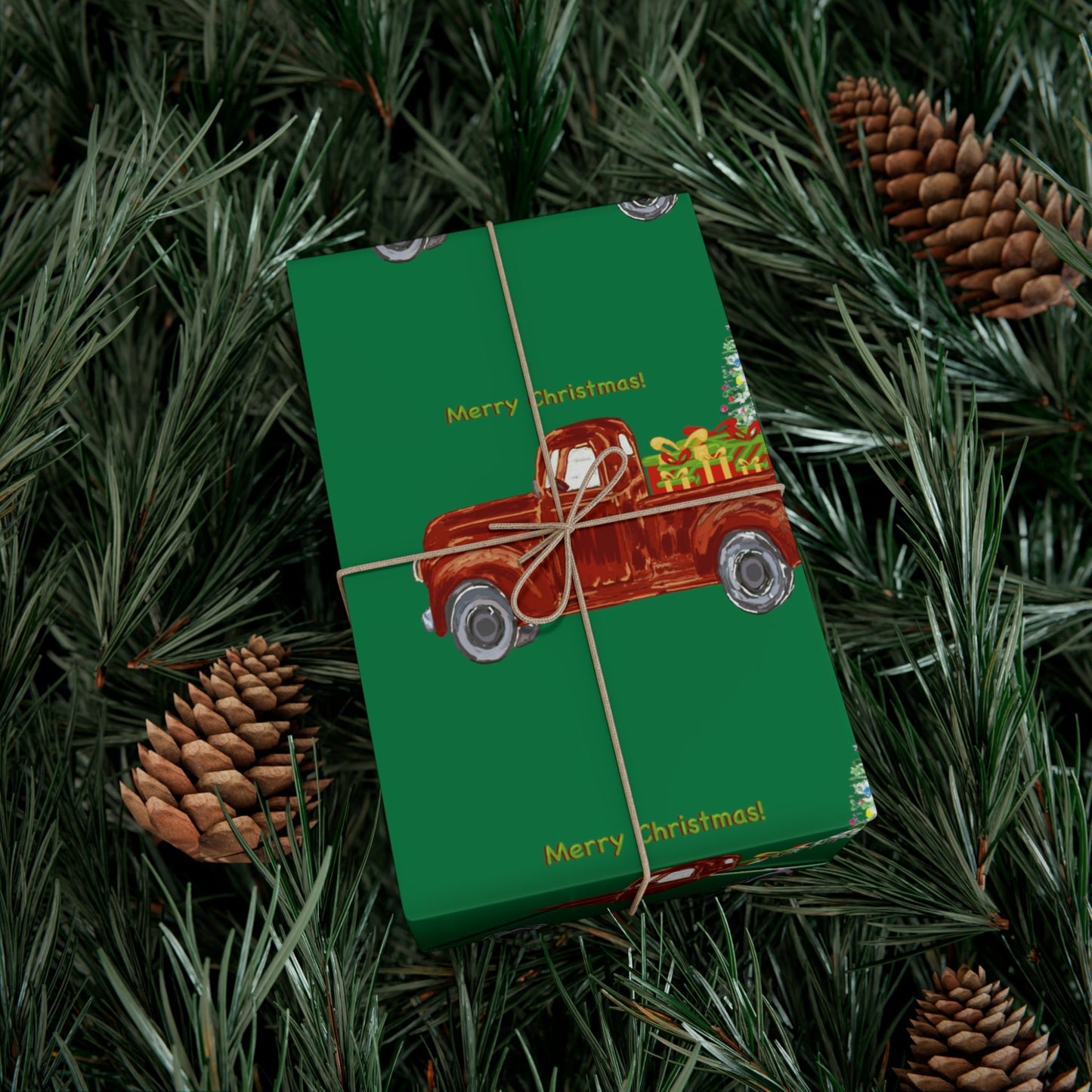 Christmas Truck Gift Wrapping Paper - Blue Cava