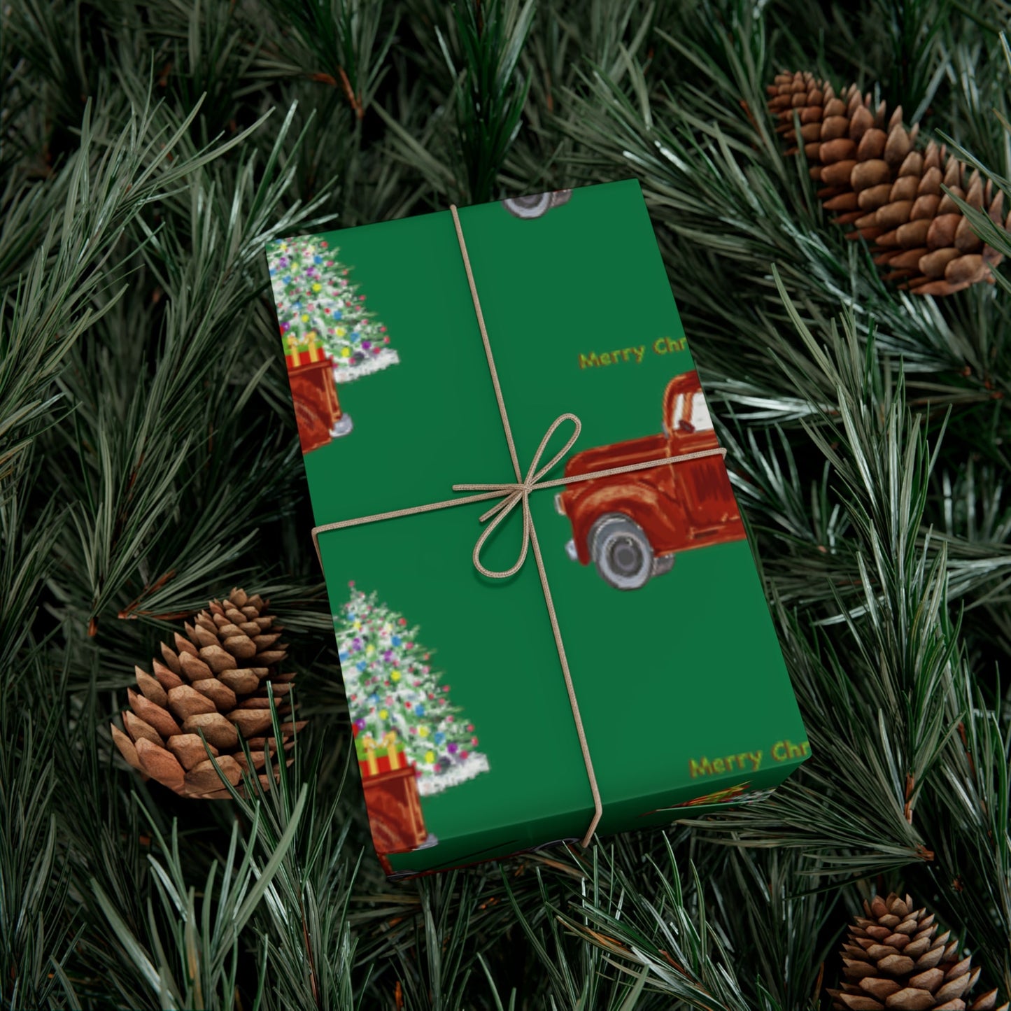 Christmas Truck Gift Wrapping Paper - Blue Cava