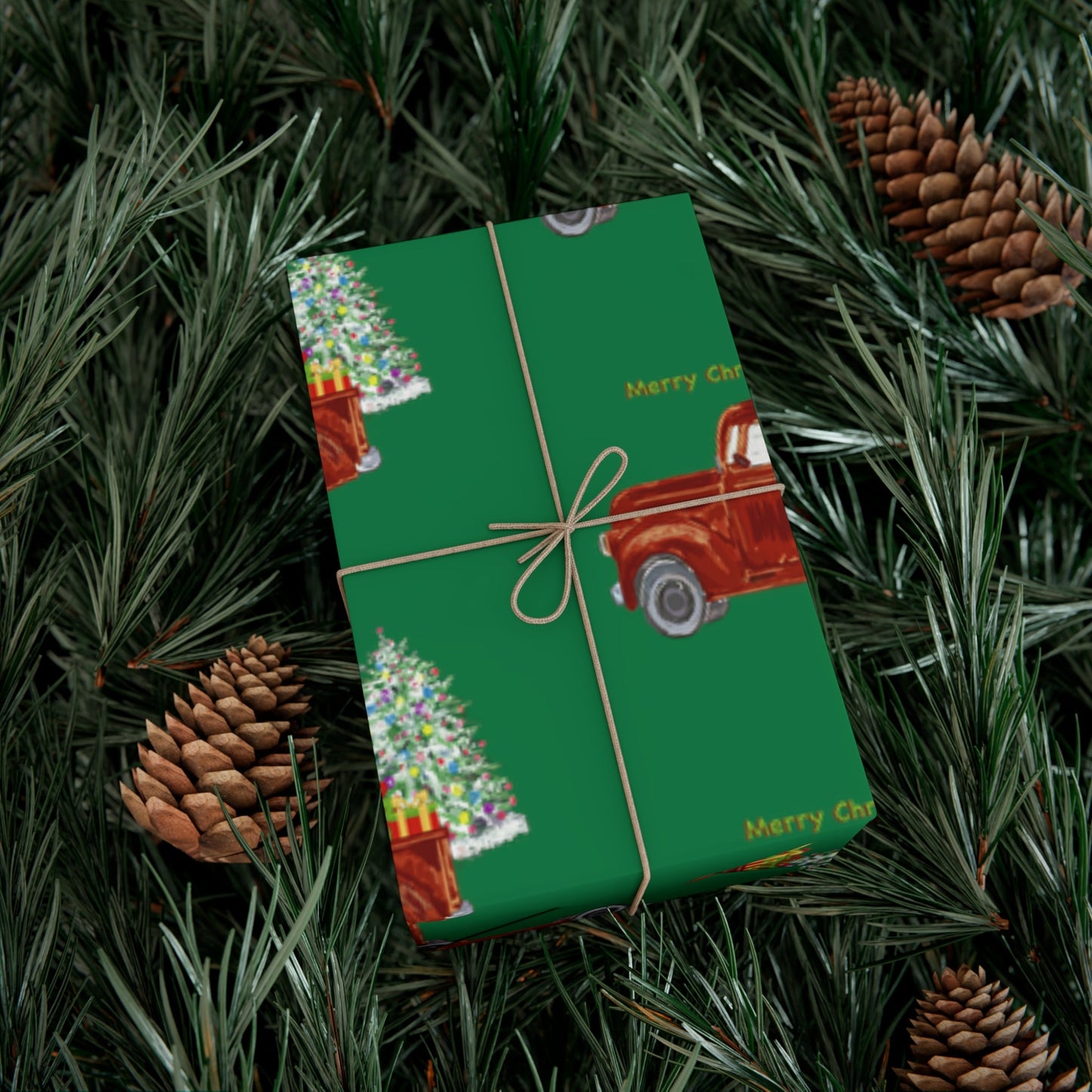 Christmas Truck Gift Wrapping Paper - Blue Cava