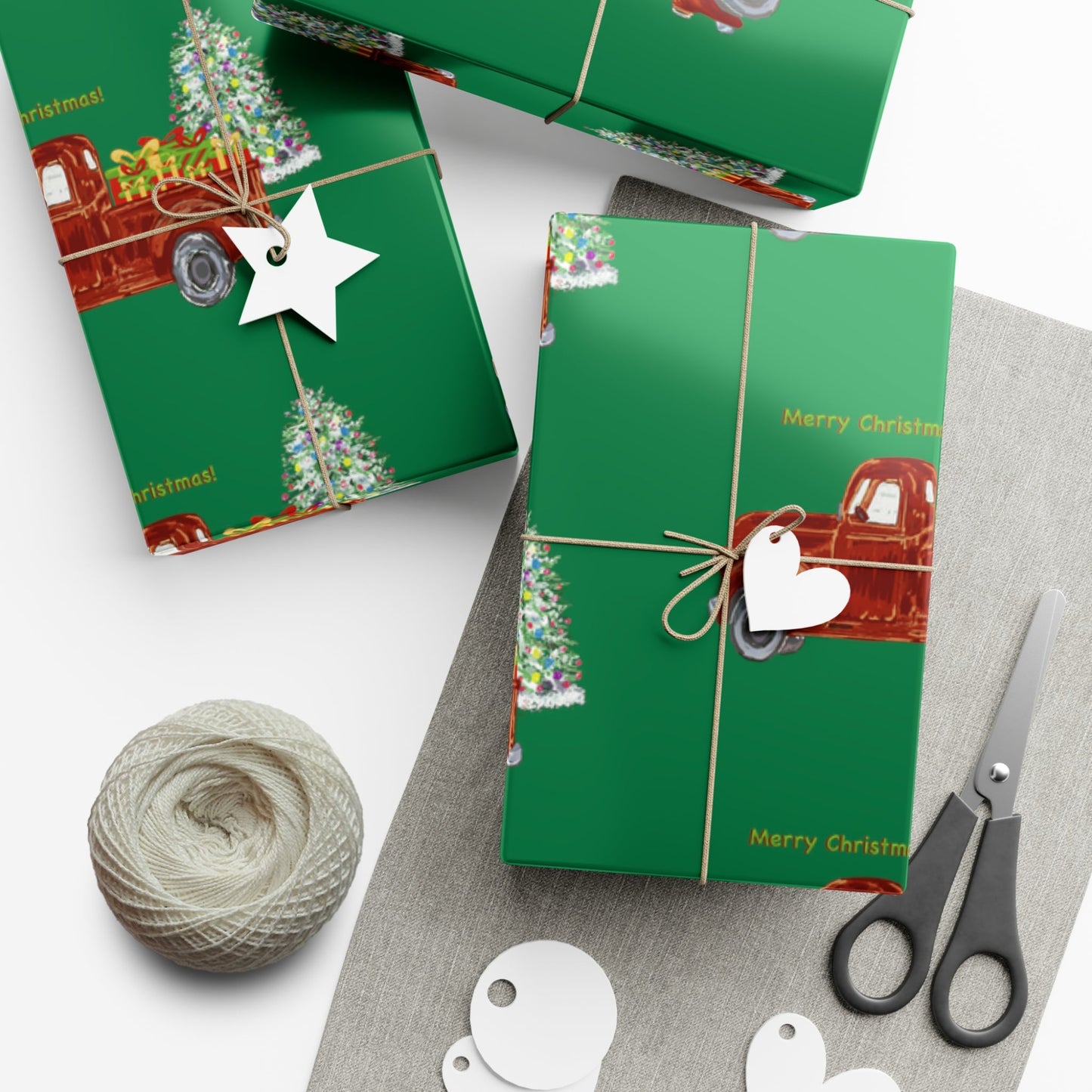 Christmas Truck Gift Wrapping Paper - Blue Cava