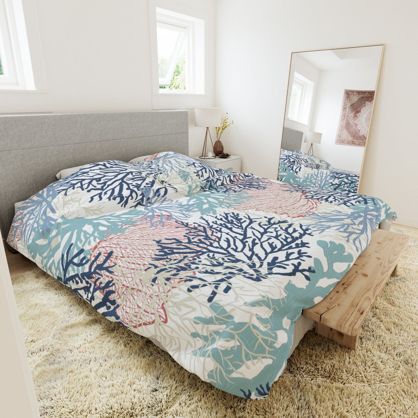 Coral Duvet Cover - Blue Cava