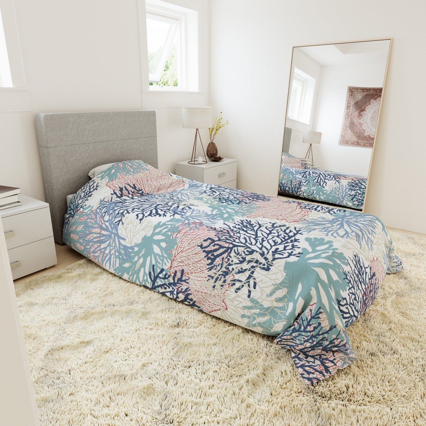 Coral Duvet Cover - Blue Cava