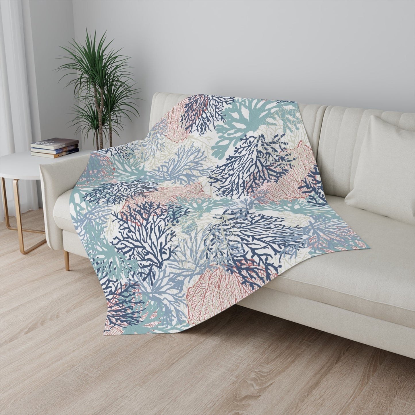 Coral Sherpa Blanket - Blue Cava