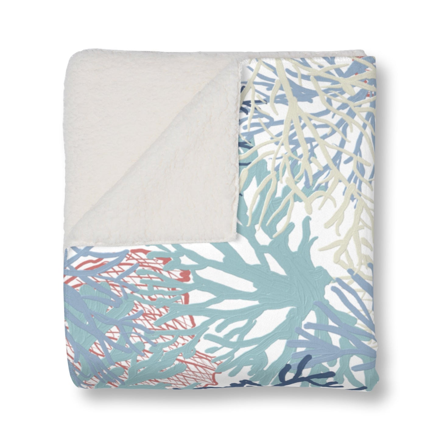 Coral Sherpa Blanket - Blue Cava
