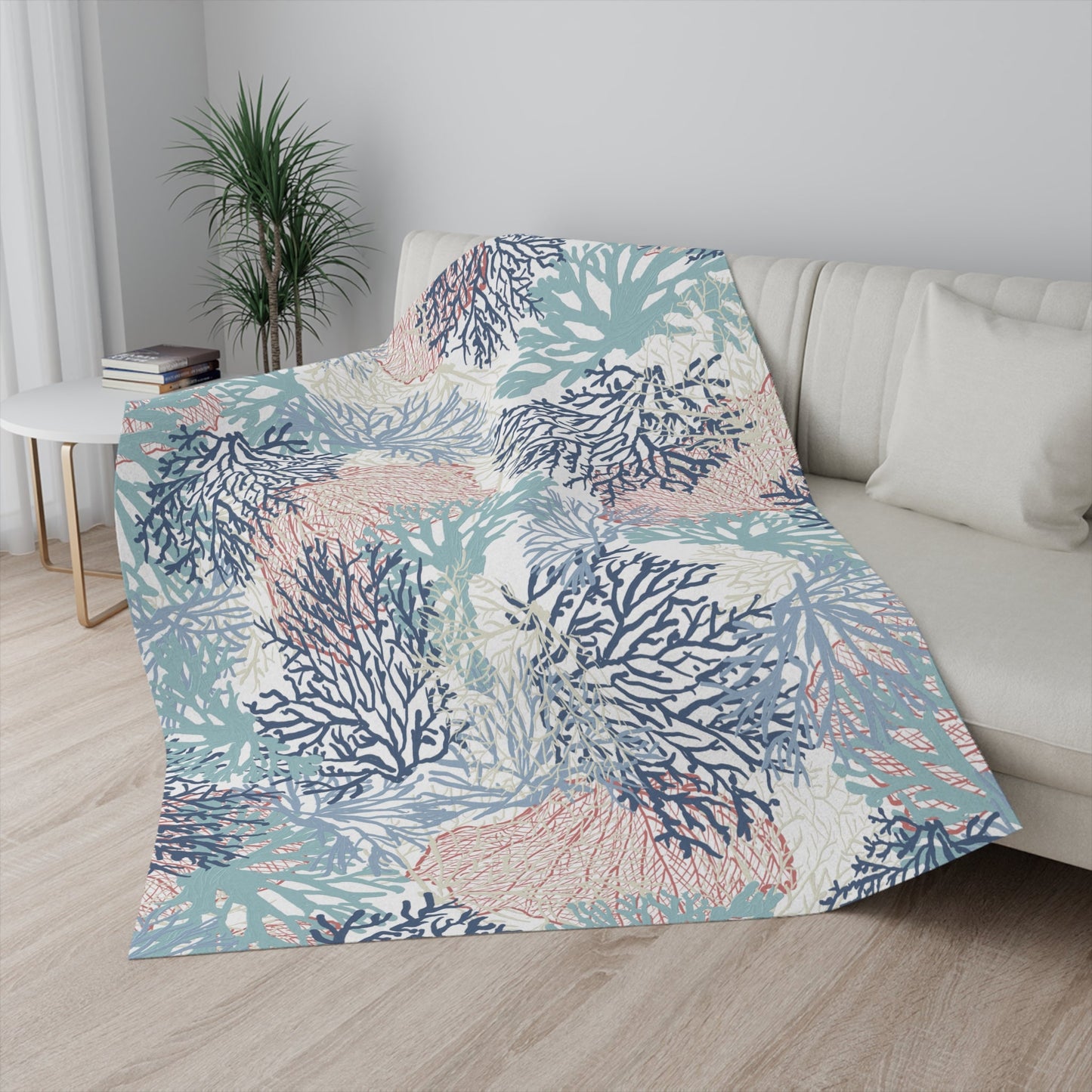 Coral Sherpa Blanket - Blue Cava