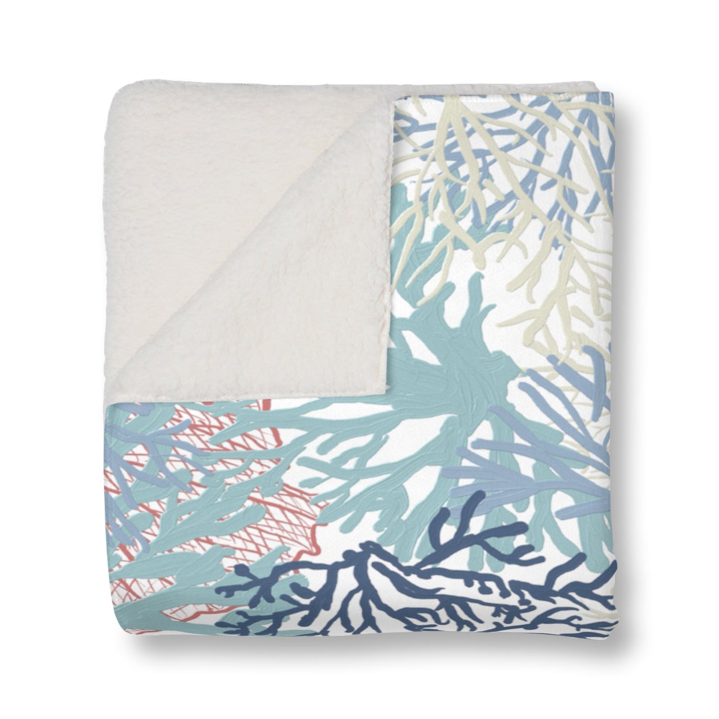 Coral Sherpa Blanket - Blue Cava