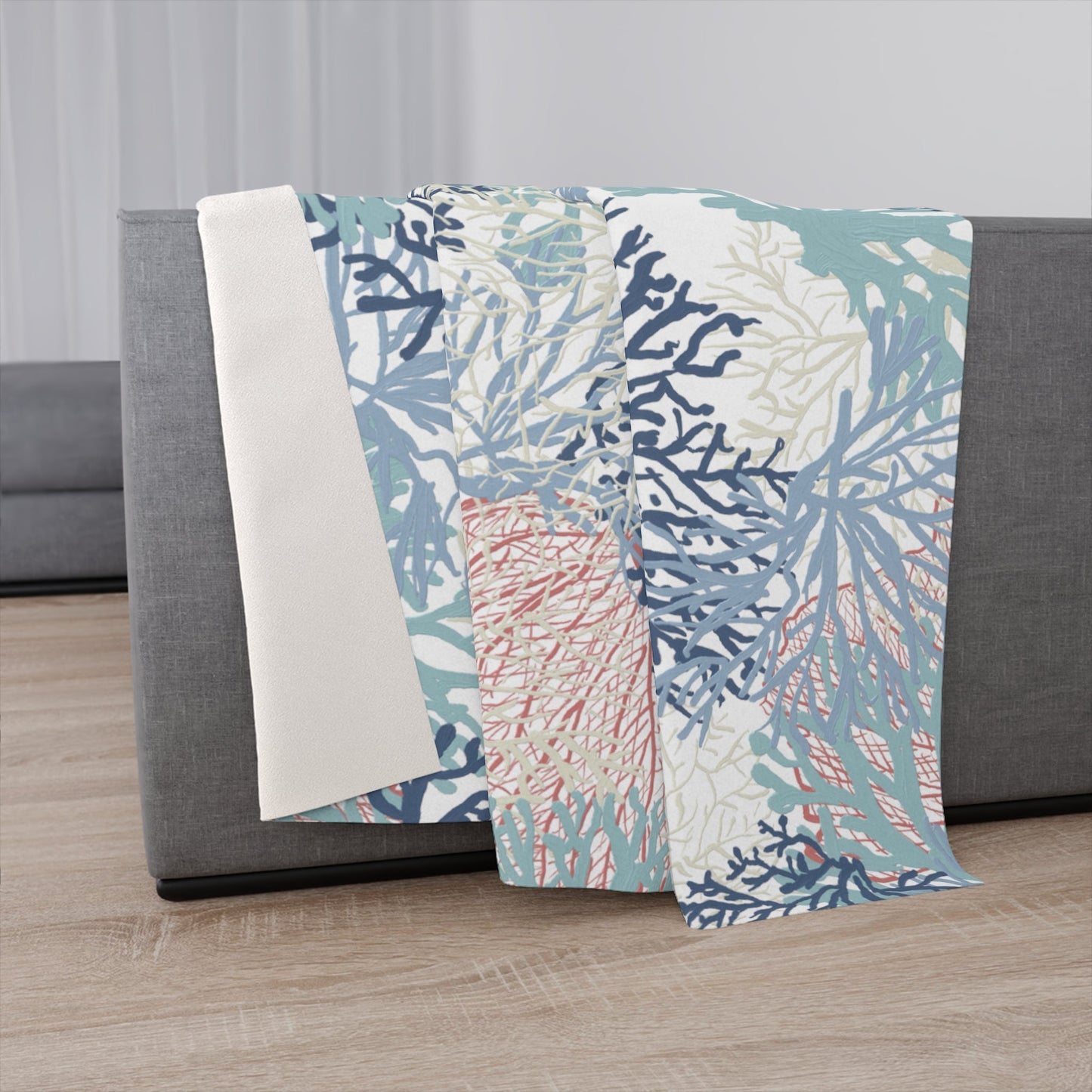 Coral Sherpa Blanket - Blue Cava
