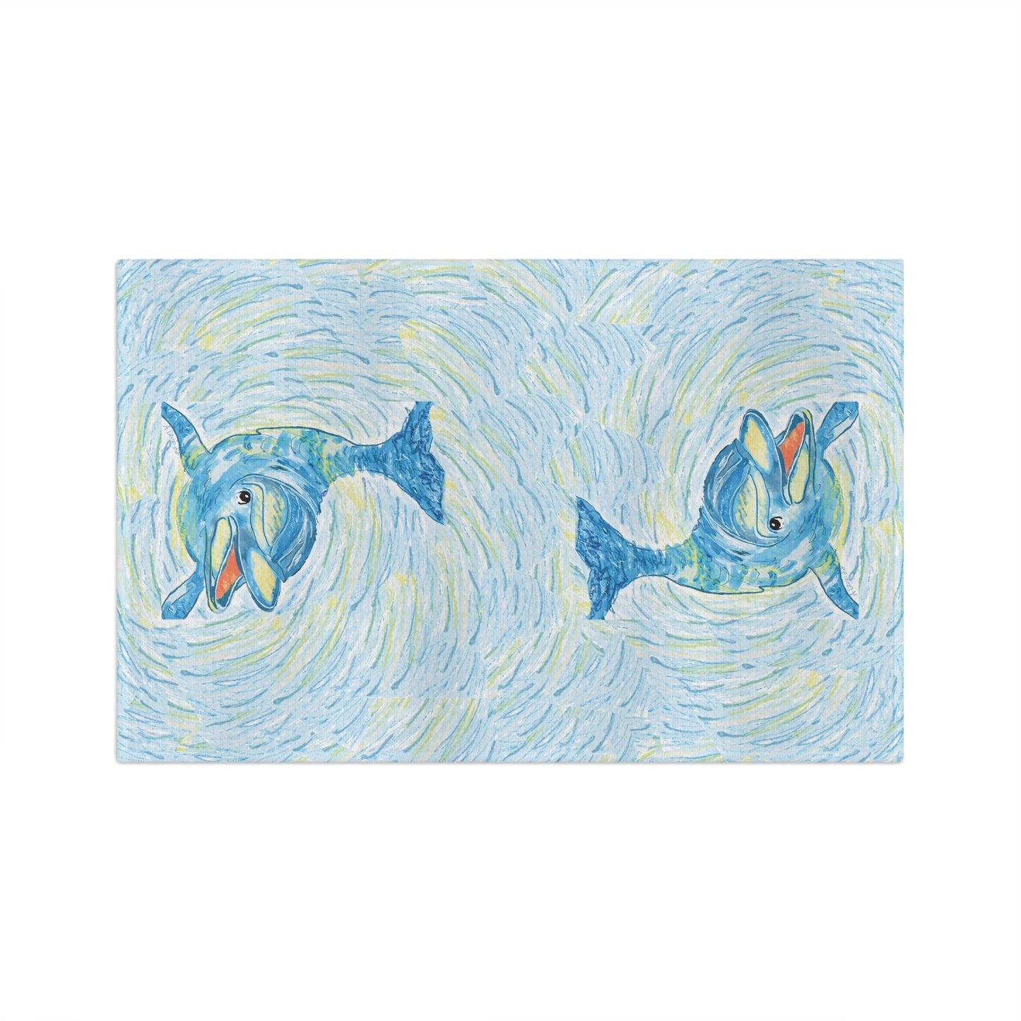 16" x 25" Dauphin Microfiber waffle towel - Blue Cava. 80% Polyester, 20% Polyamide. Machine wash, dry on low.