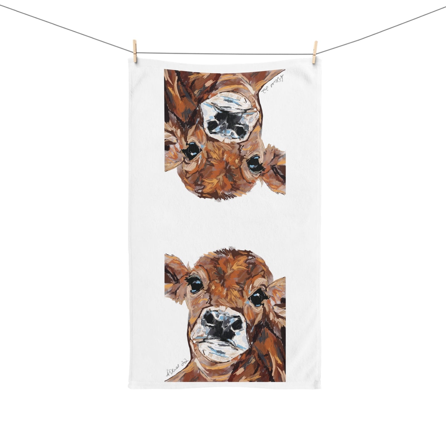 “Dirty” Cow Hand Towel (Poly/Cotton) - Blue Cava