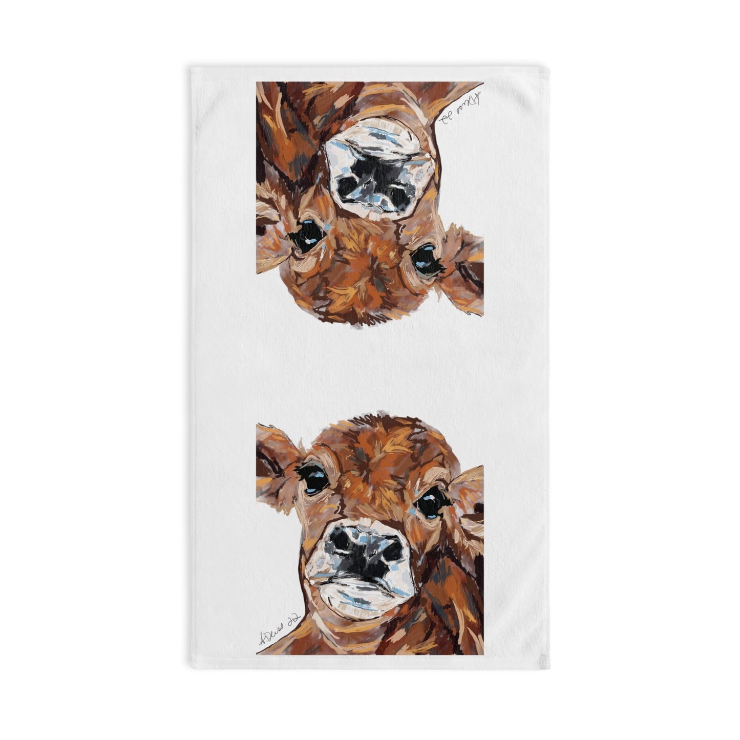 “Dirty” Cow Hand Towel (Poly/Cotton) - Blue Cava