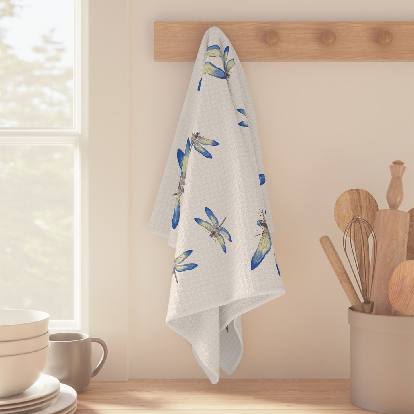 Dragonflies Microfiber Waffle Towel - Blue Cava