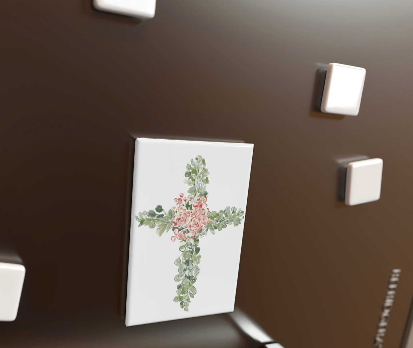 Floral Cross Magnet, Rectangle (1 & 10 pcs) - Blue Cava