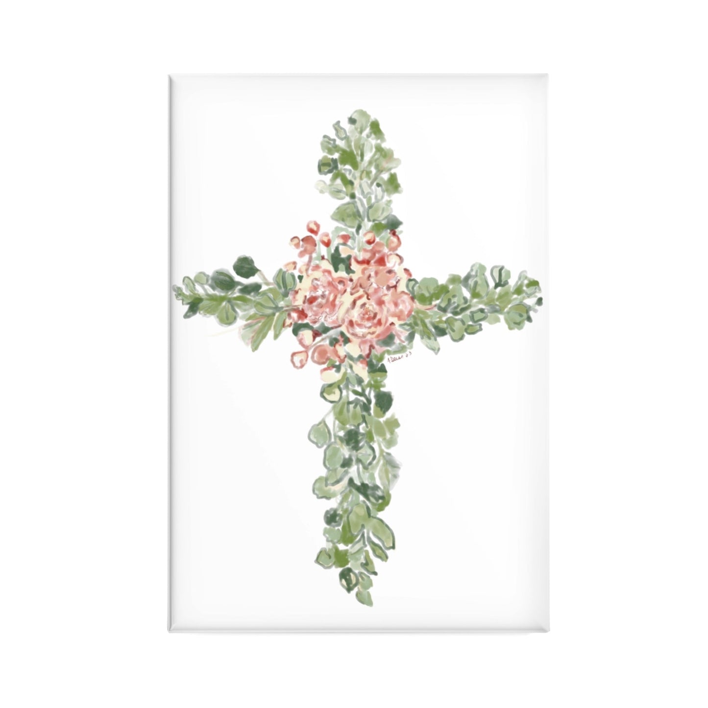 Floral Cross Magnet, Rectangle (1 & 10 pcs) - Blue Cava