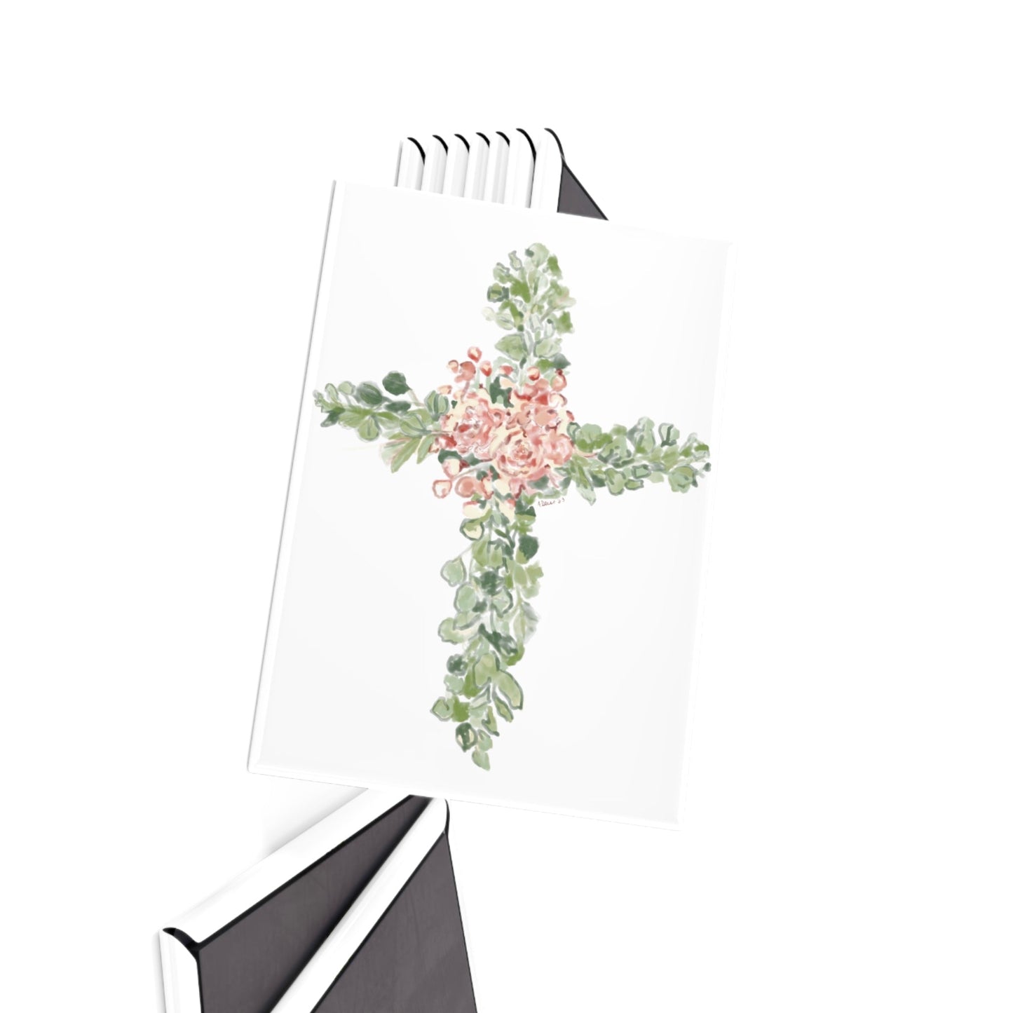 Floral Cross Magnet, Rectangle (1 & 10 pcs) - Blue Cava