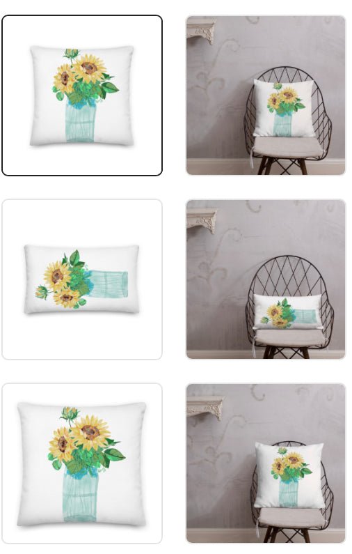 Floral Vase Premium Pillow - Blue Cava