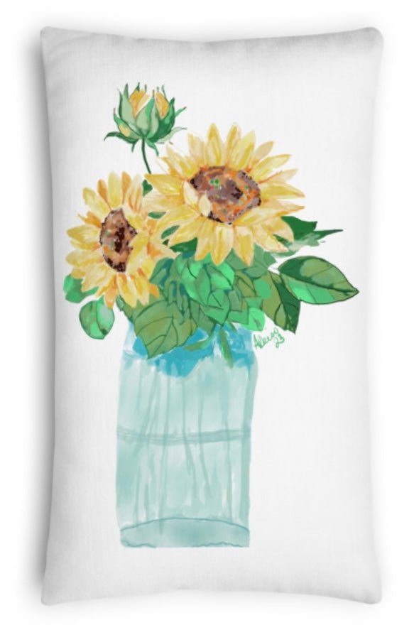 Floral Vase Premium Pillow - Blue Cava
