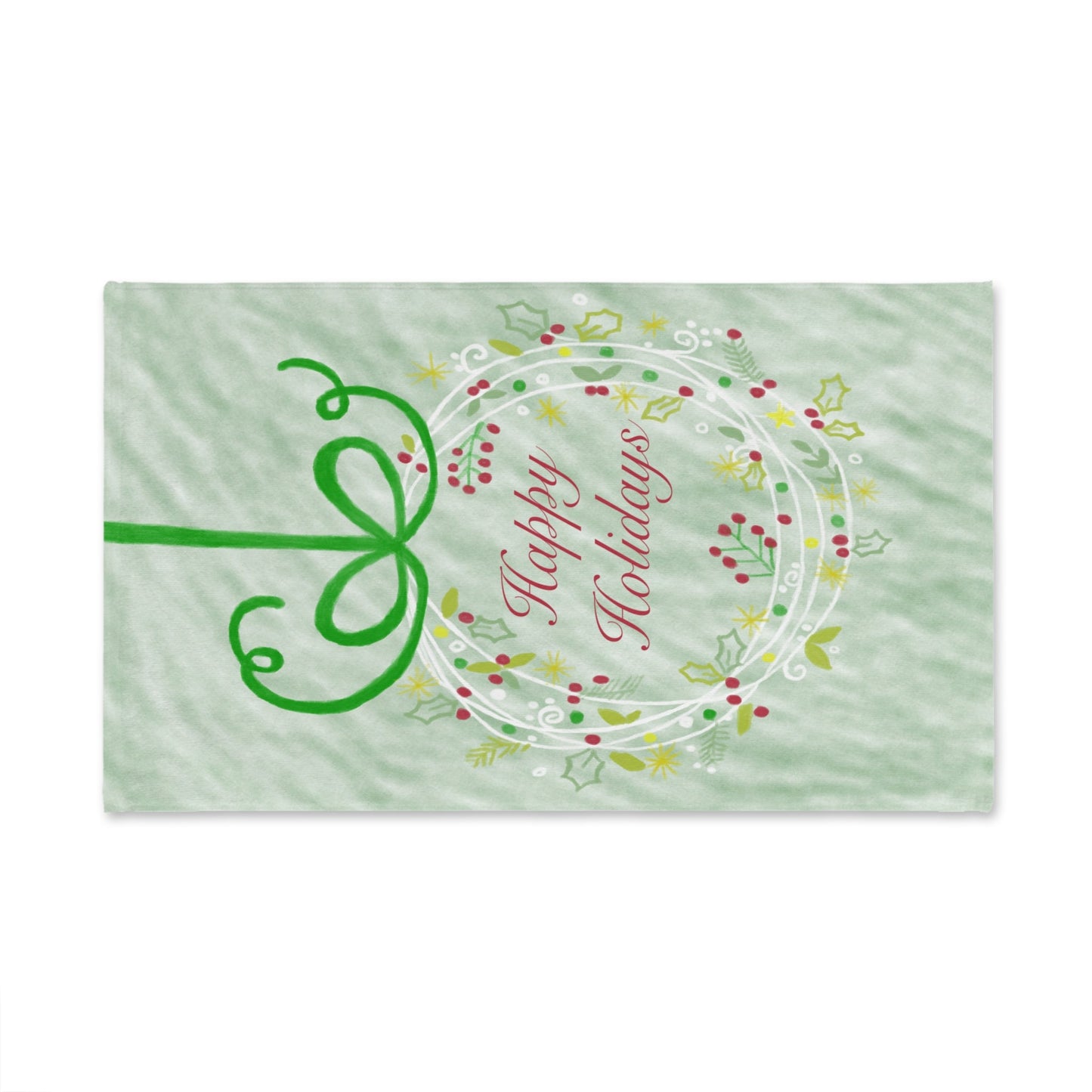 Happy Holidays Hand Towel (Poly/Cotton) - Blue Cava