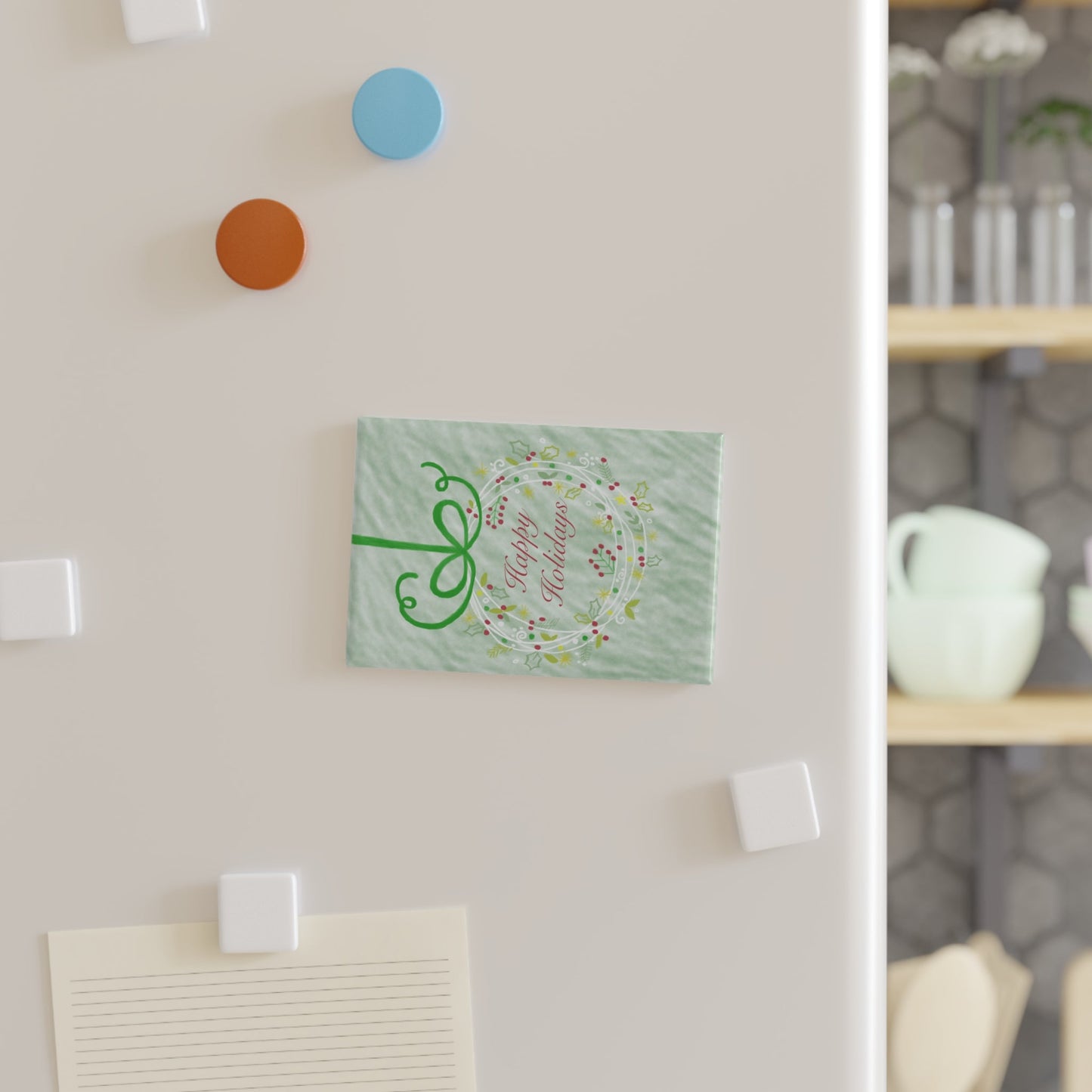 Happy Holidays Magnet, Rectangle (1 & 10 pcs) - Blue Cava