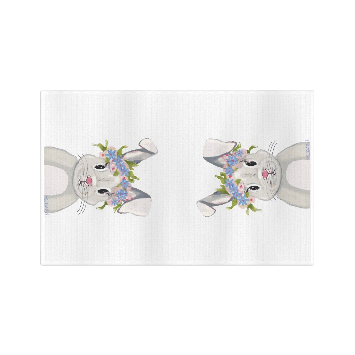 Hops A Lot Bunny Microfiber Waffle Towel - Blue Cava