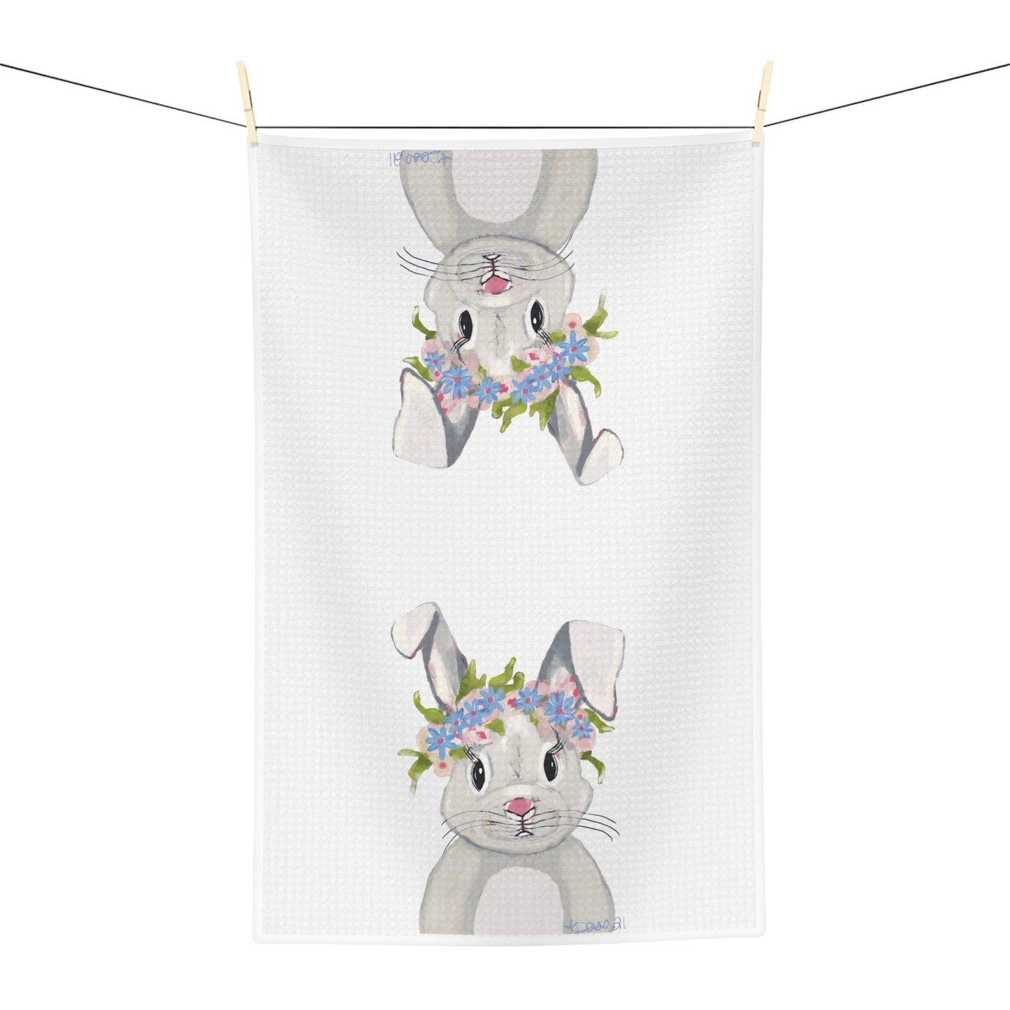 Hops A Lot Bunny Microfiber Waffle Towel - Blue Cava