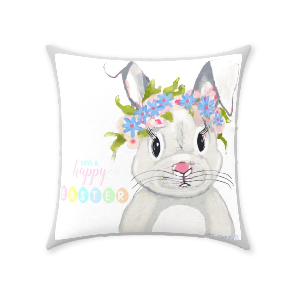 “Hops A Lot” Easter Throw Pillows - Blue Cava