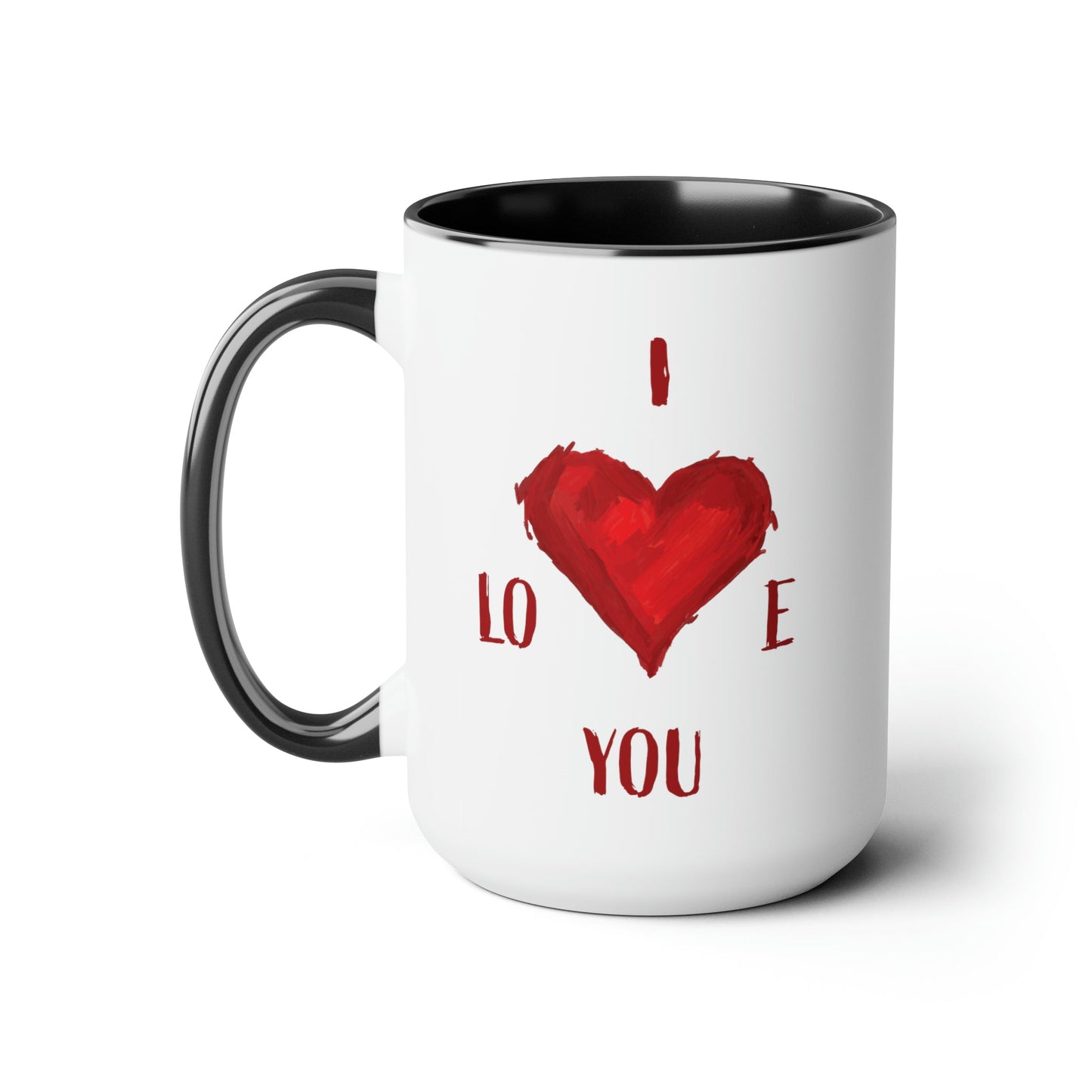 I Love You Two-Tone Coffee Mugs, 15oz - Blue Cava