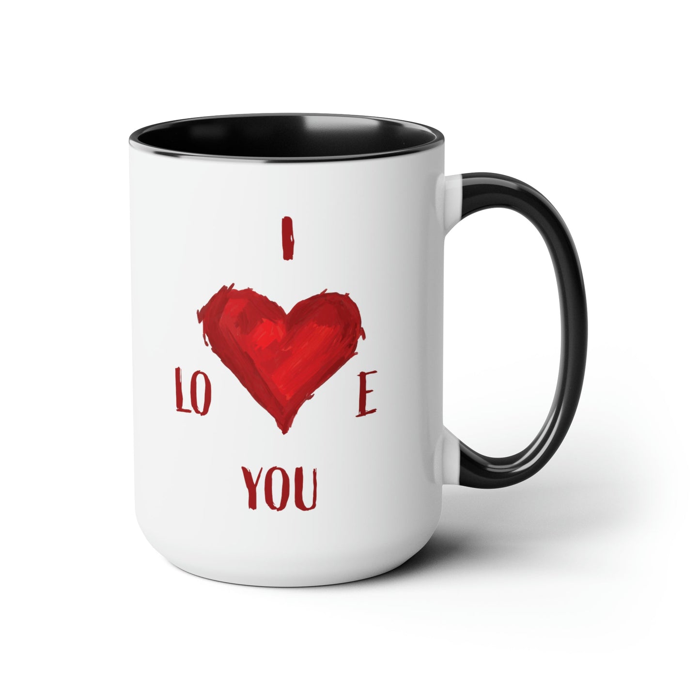 I Love You Two-Tone Coffee Mugs, 15oz - Blue Cava