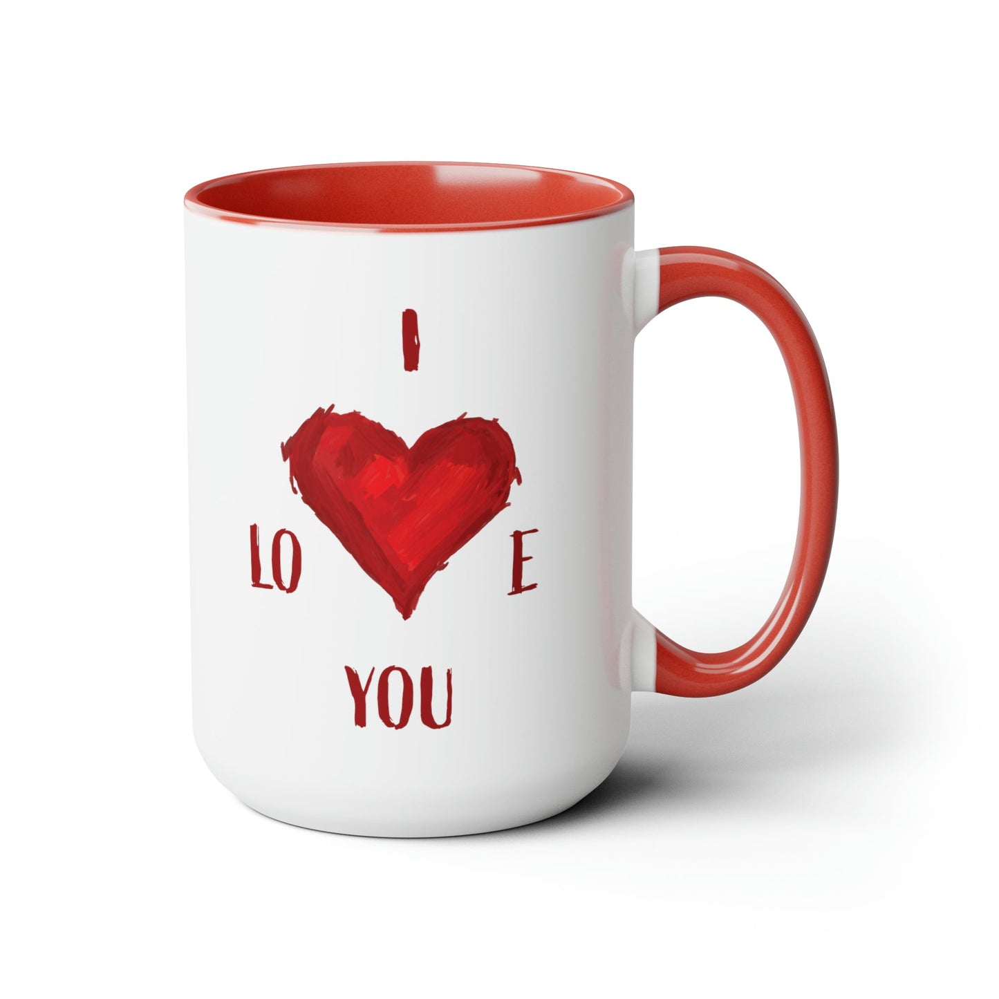I Love You Two-Tone Coffee Mugs, 15oz - Blue Cava