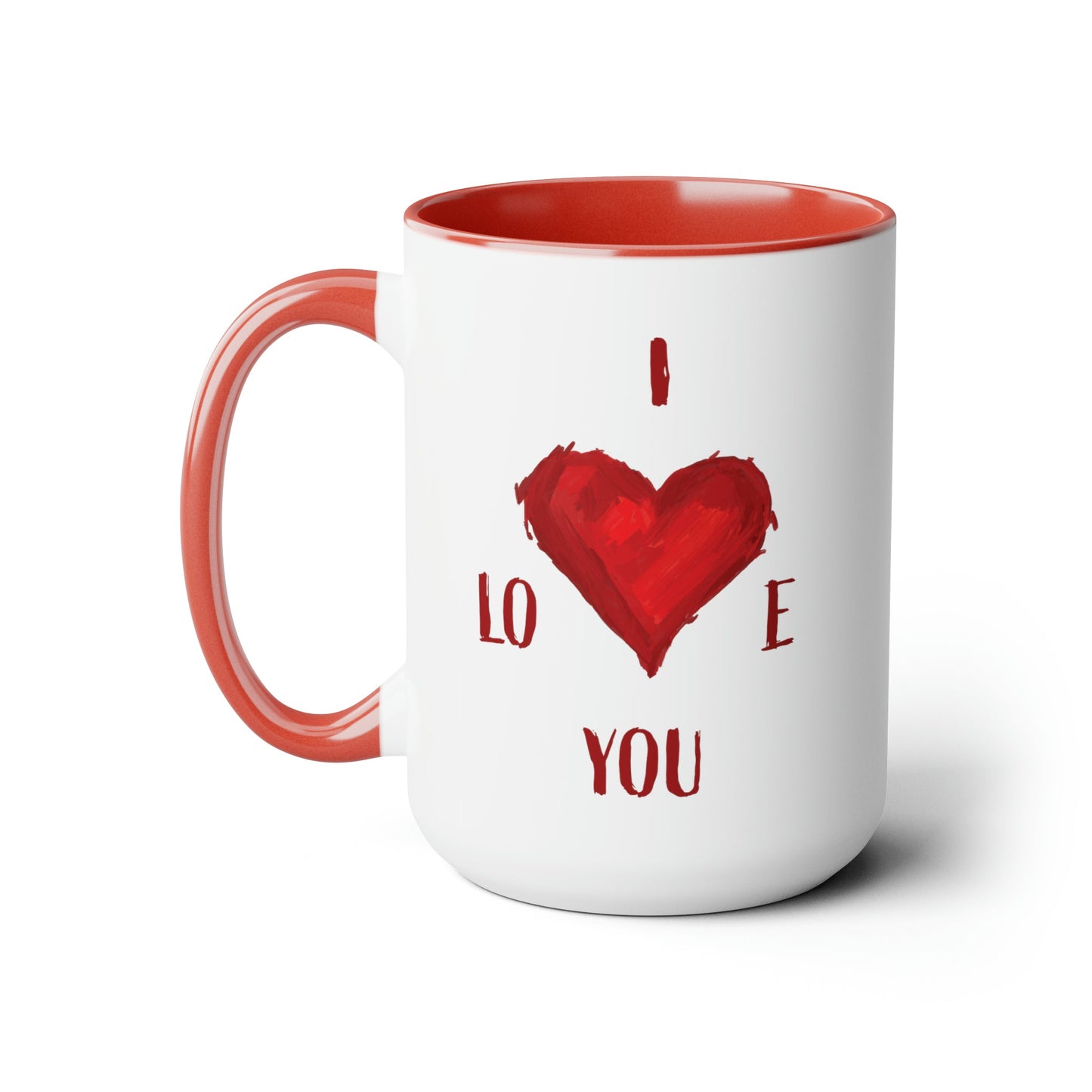 I Love You Two-Tone Coffee Mugs, 15oz - Blue Cava