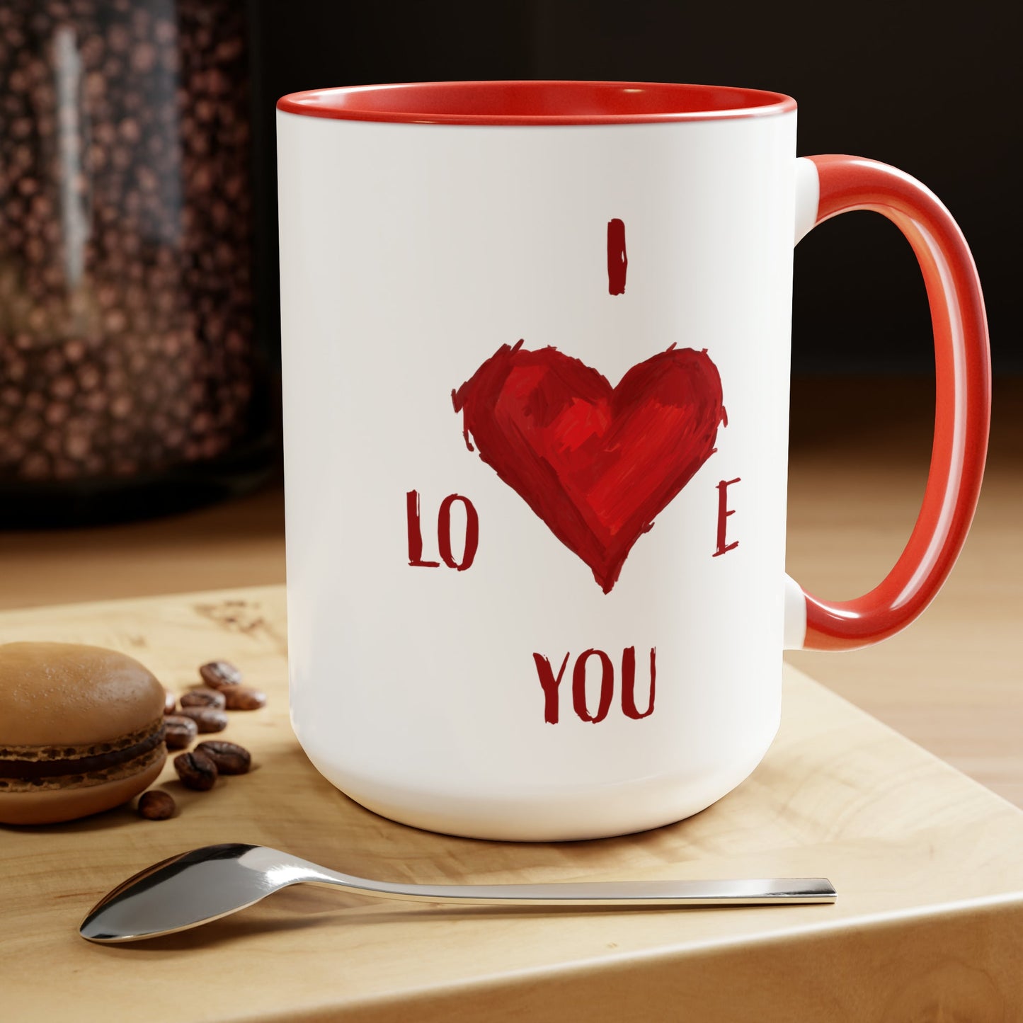 I Love You Two-Tone Coffee Mugs, 15oz - Blue Cava