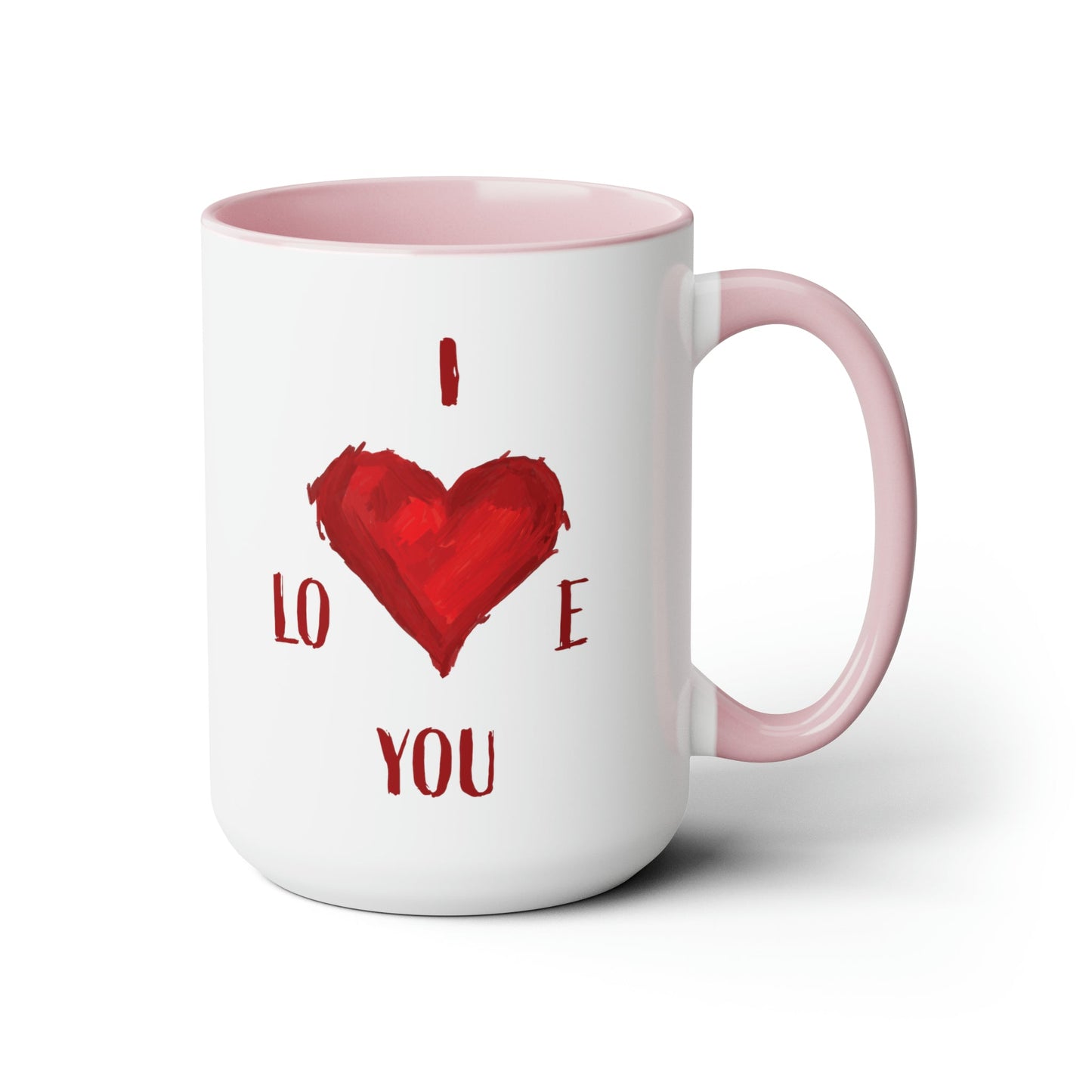 I Love You Two-Tone Coffee Mugs, 15oz - Blue Cava