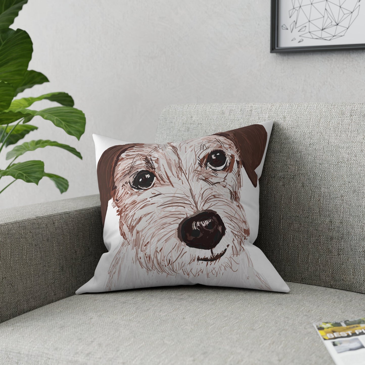 Jack Russell Broadcloth Pillow - Blue Cava