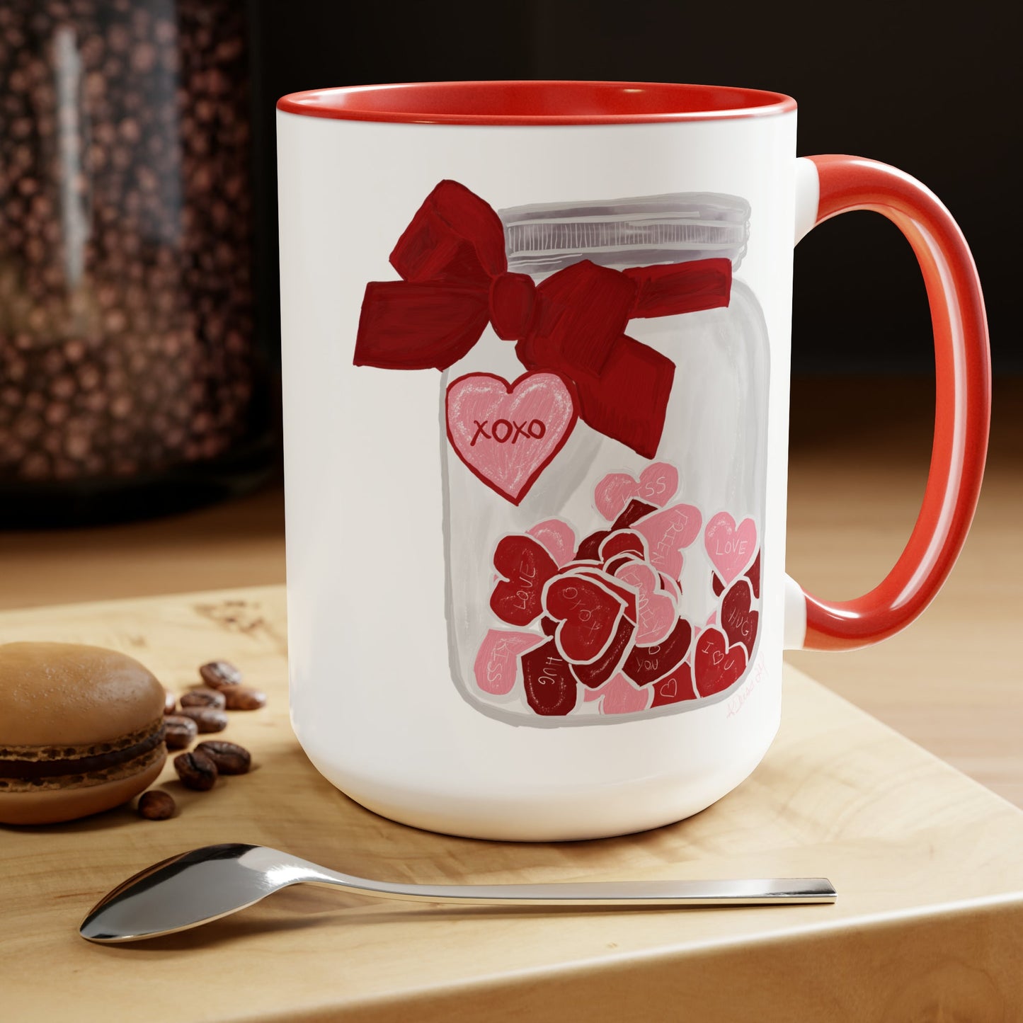 Jar of Hearts Two-Tone Coffee Mugs, 15oz (Multiple colors) - Blue Cava