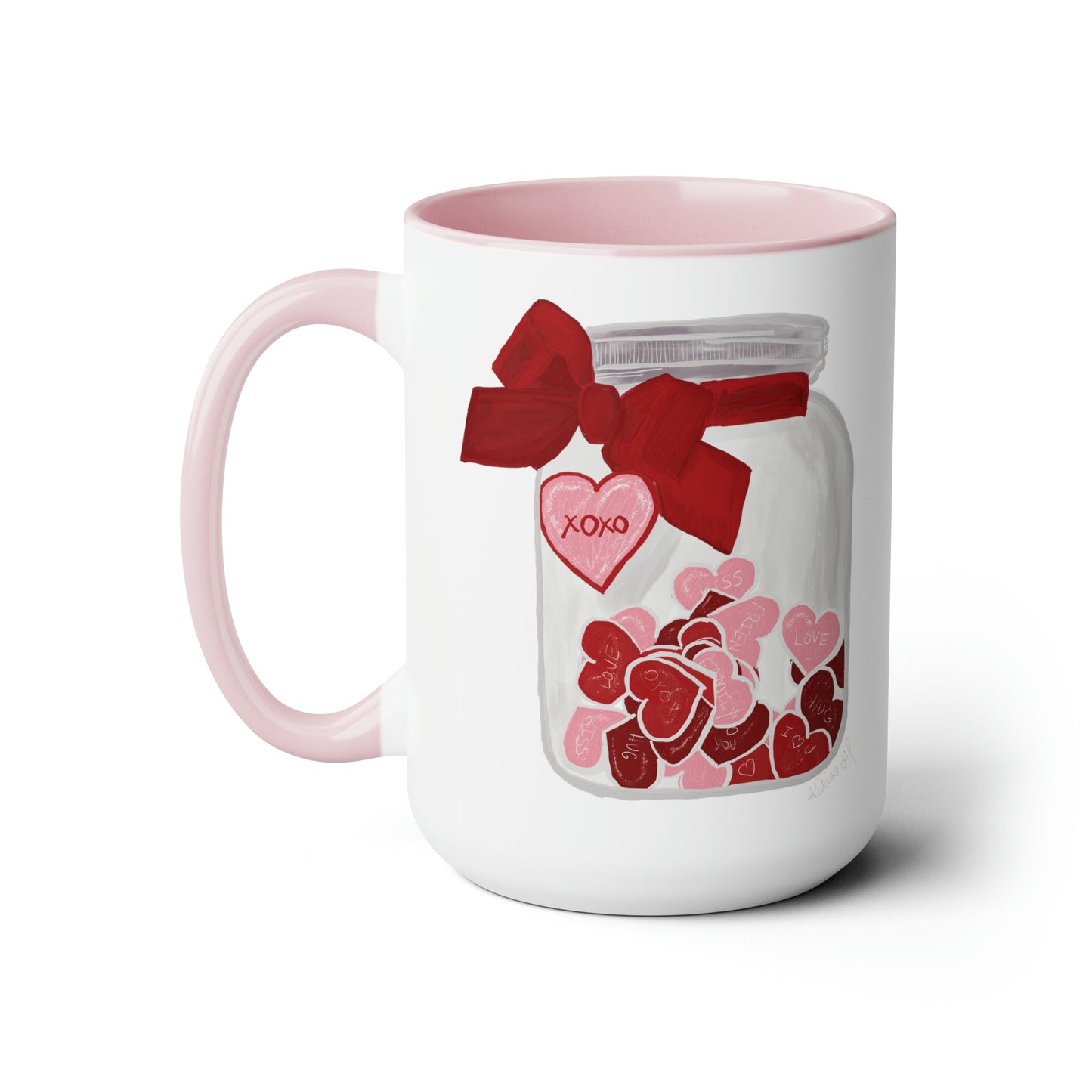 Jar of Hearts Two-Tone Coffee Mugs, 15oz (Multiple colors) - Blue Cava