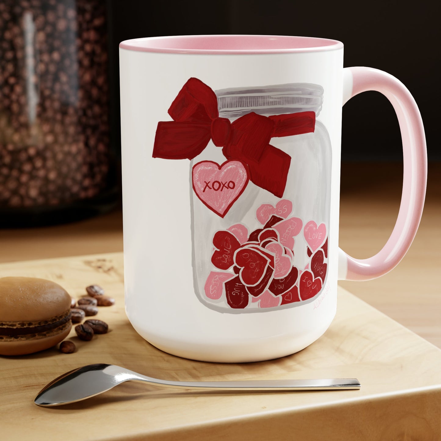 Jar of Hearts Two-Tone Coffee Mugs, 15oz (Multiple colors) - Blue Cava