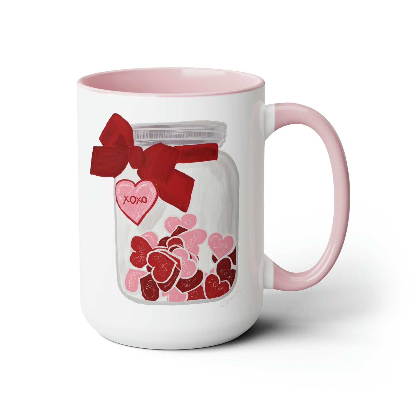 Jar of Hearts Two-Tone Coffee Mugs, 15oz (Multiple colors) - Blue Cava