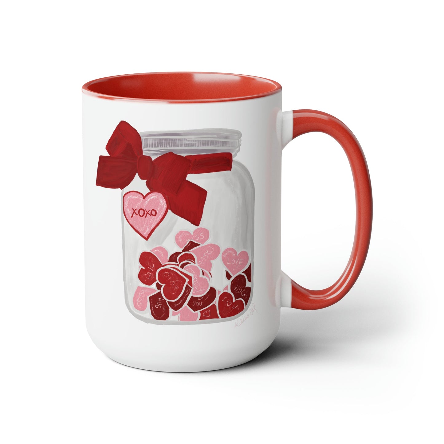 Jar of Hearts Two-Tone Coffee Mugs, 15oz (Multiple colors) - Blue Cava