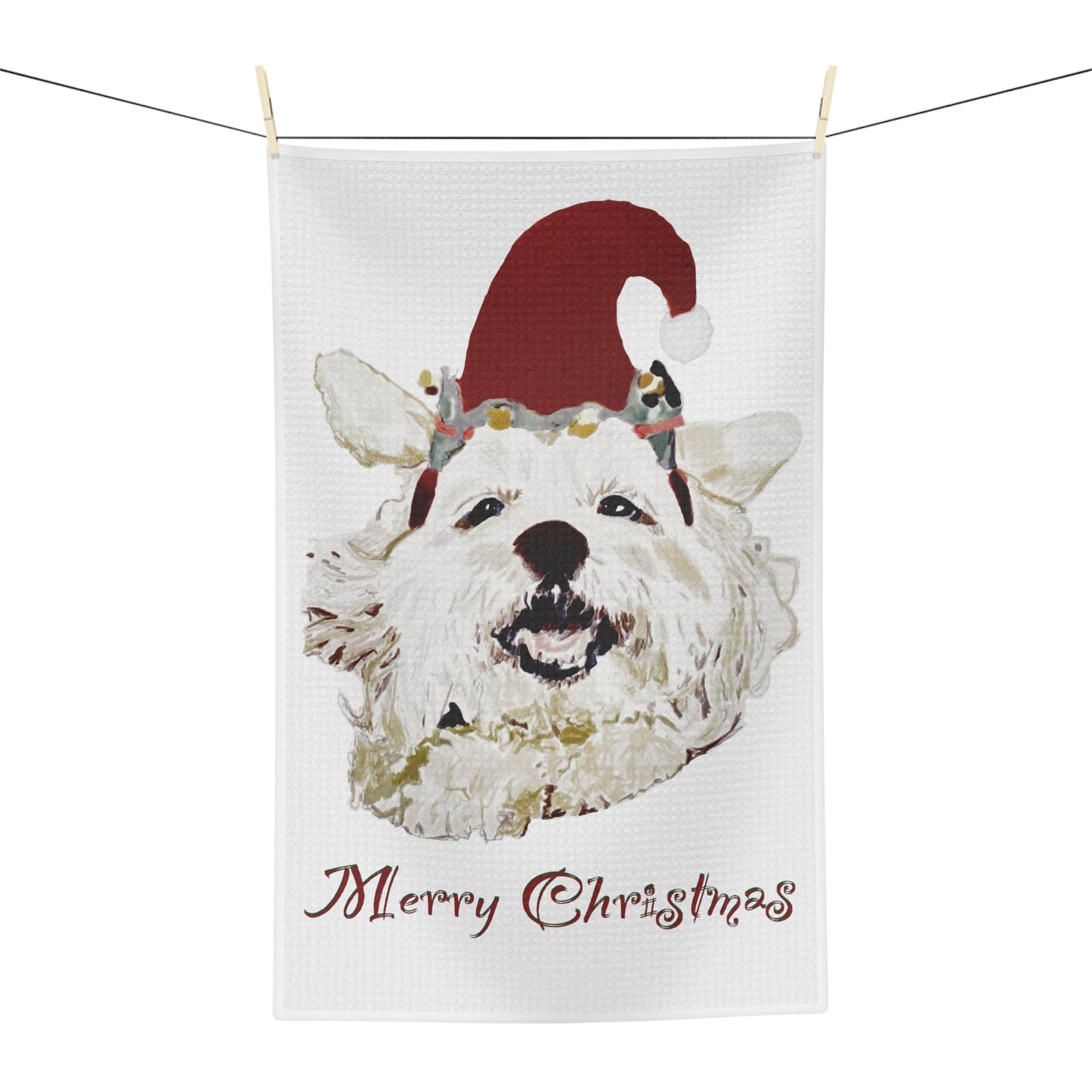 June Bug Christmas Waffle Towel - Blue Cava