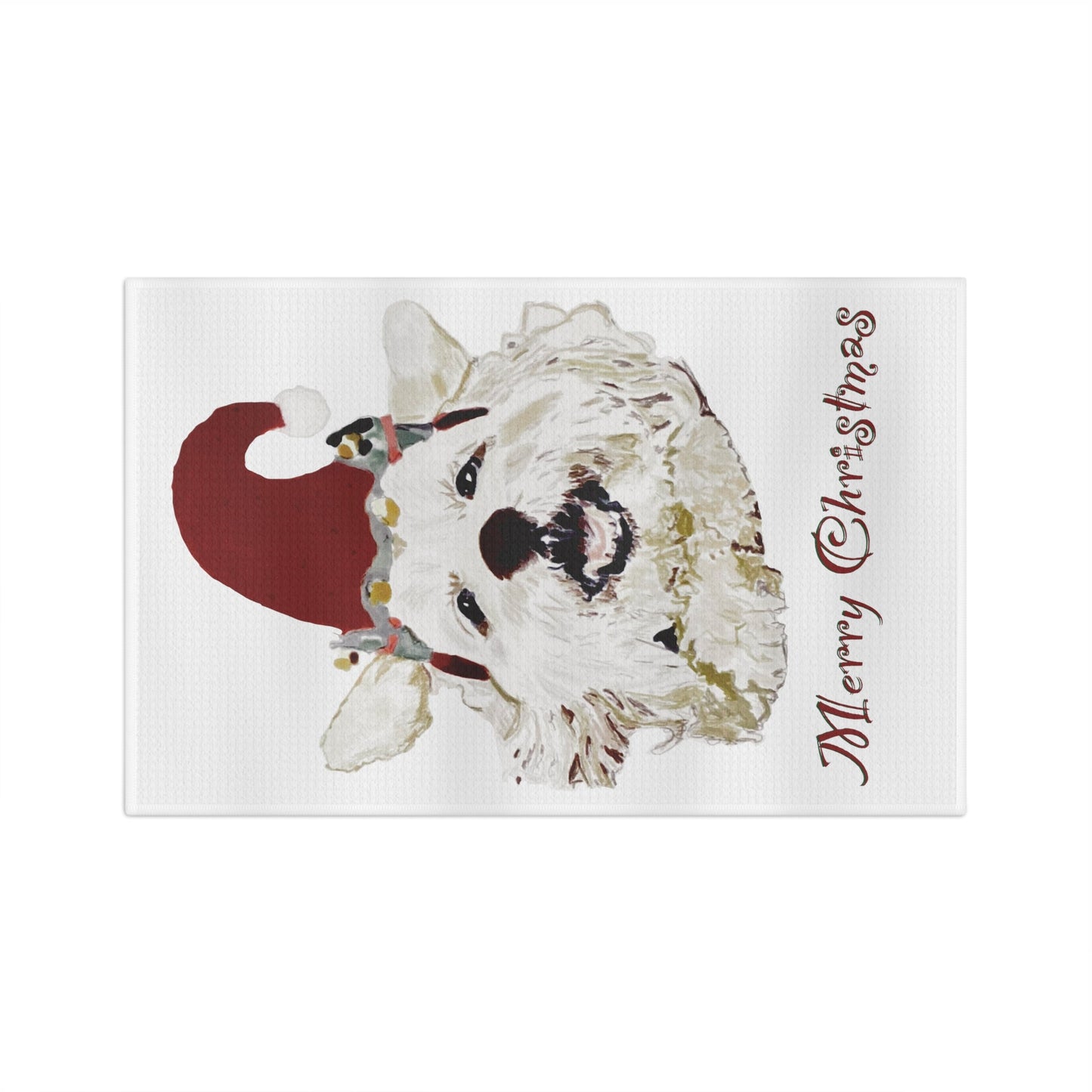 June Bug Christmas Waffle Towel - Blue Cava
