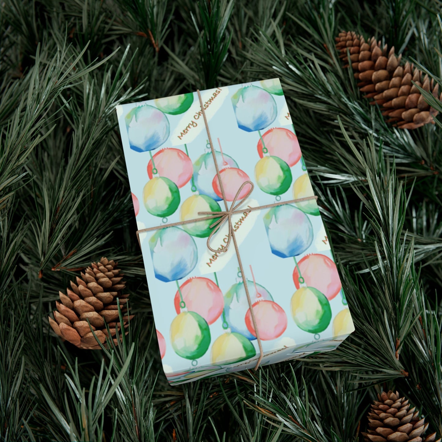 Merry Christmas Balls Gift Wrap Papers - Blue Cava