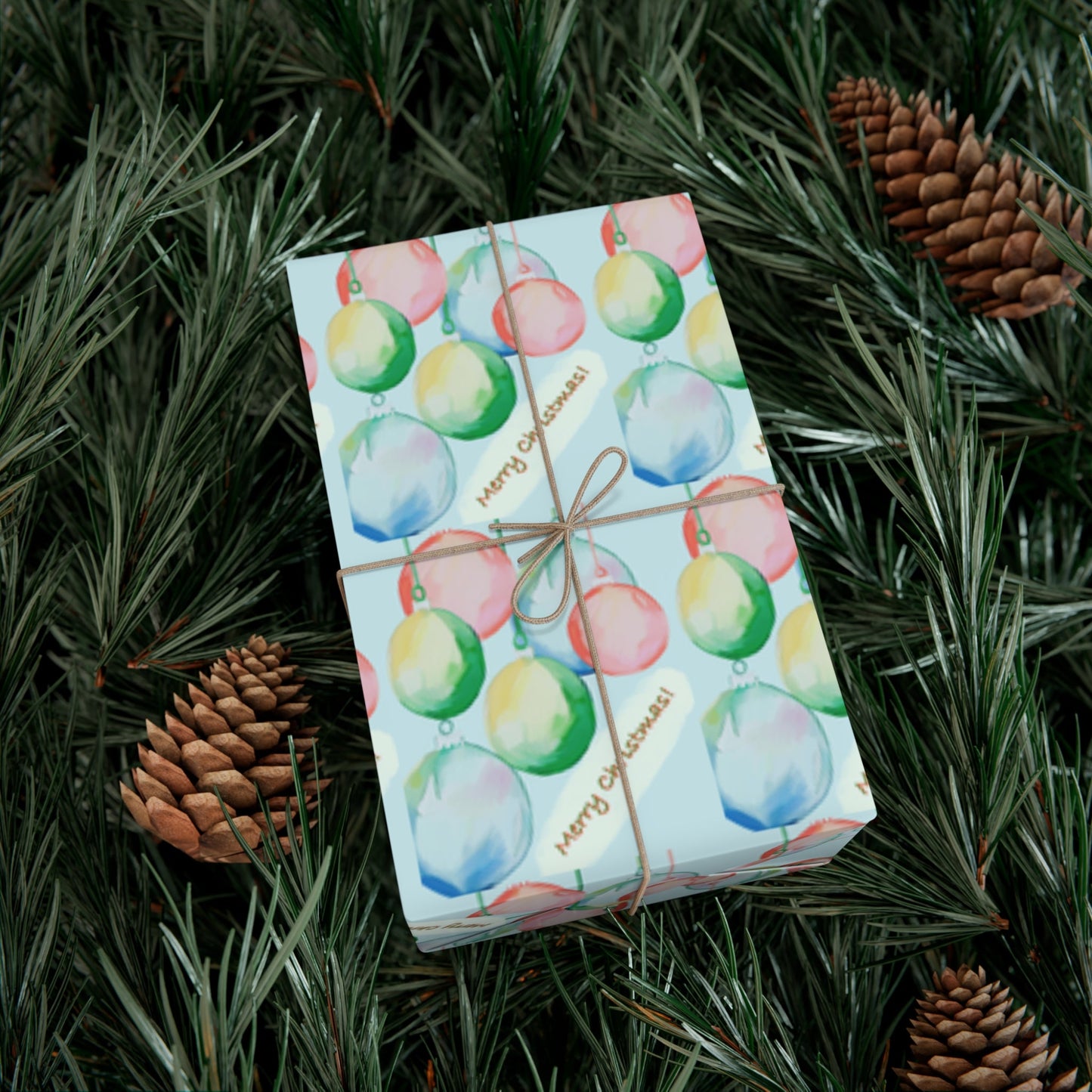 Merry Christmas Balls Gift Wrap Papers - Blue Cava
