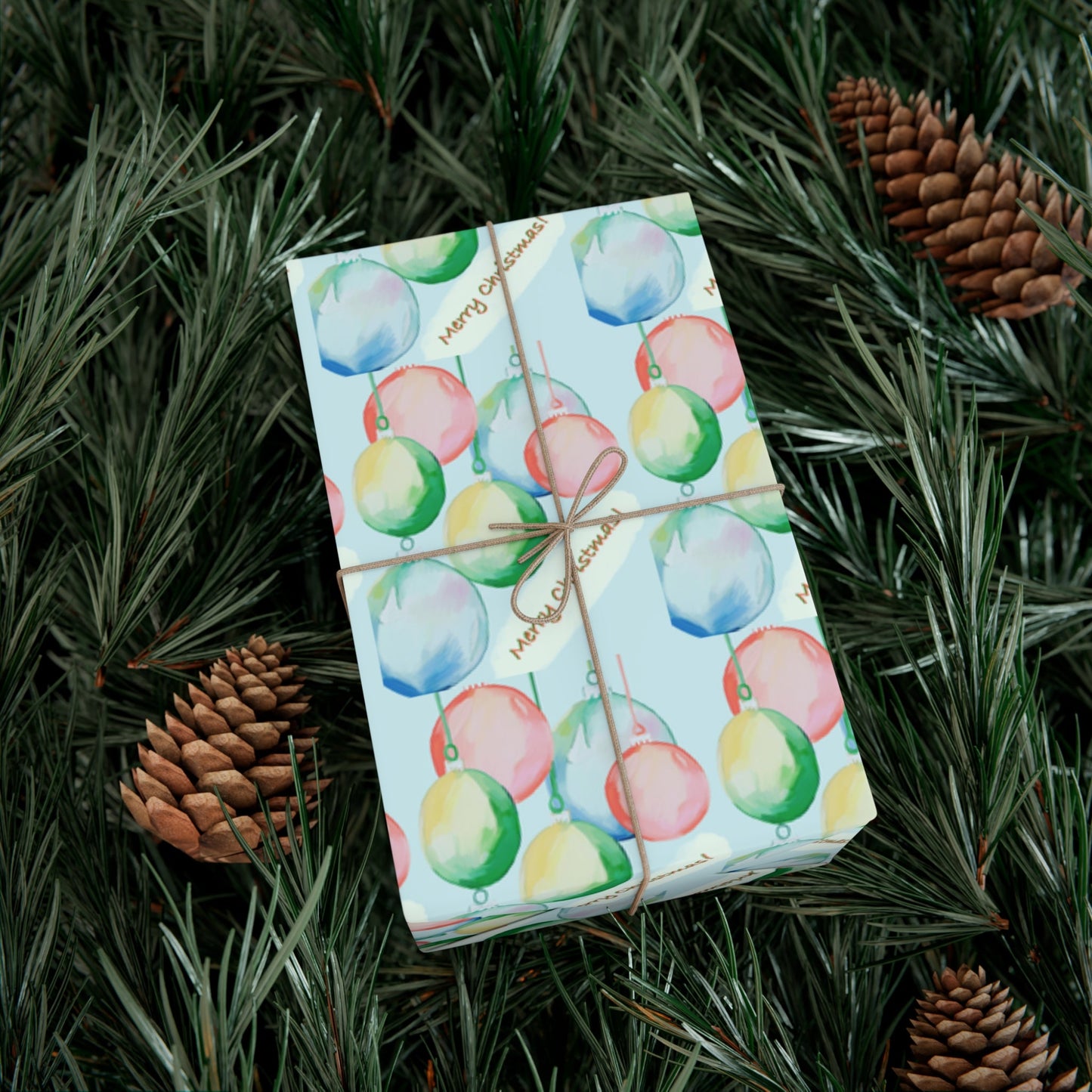 Merry Christmas Balls Gift Wrap Papers - Blue Cava