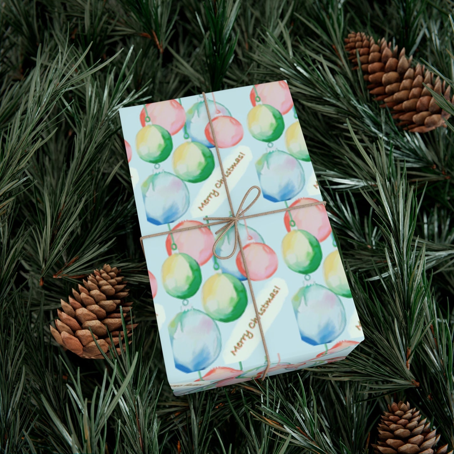 Merry Christmas Balls Gift Wrap Papers - Blue Cava