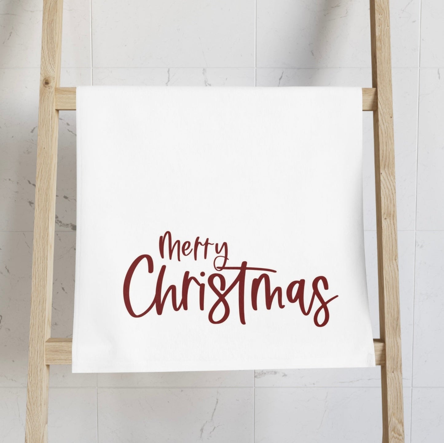Merry Christmas Hand Towel (Poly/Cotton) - Blue Cava