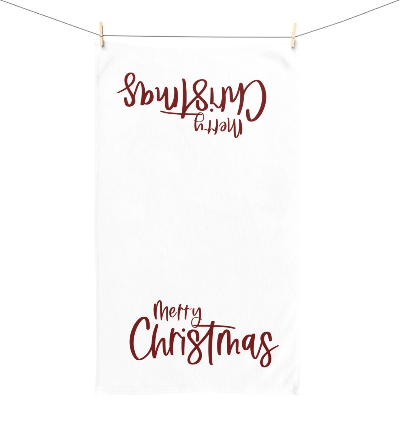 Merry Christmas Hand Towel (Poly/Cotton) - Blue Cava