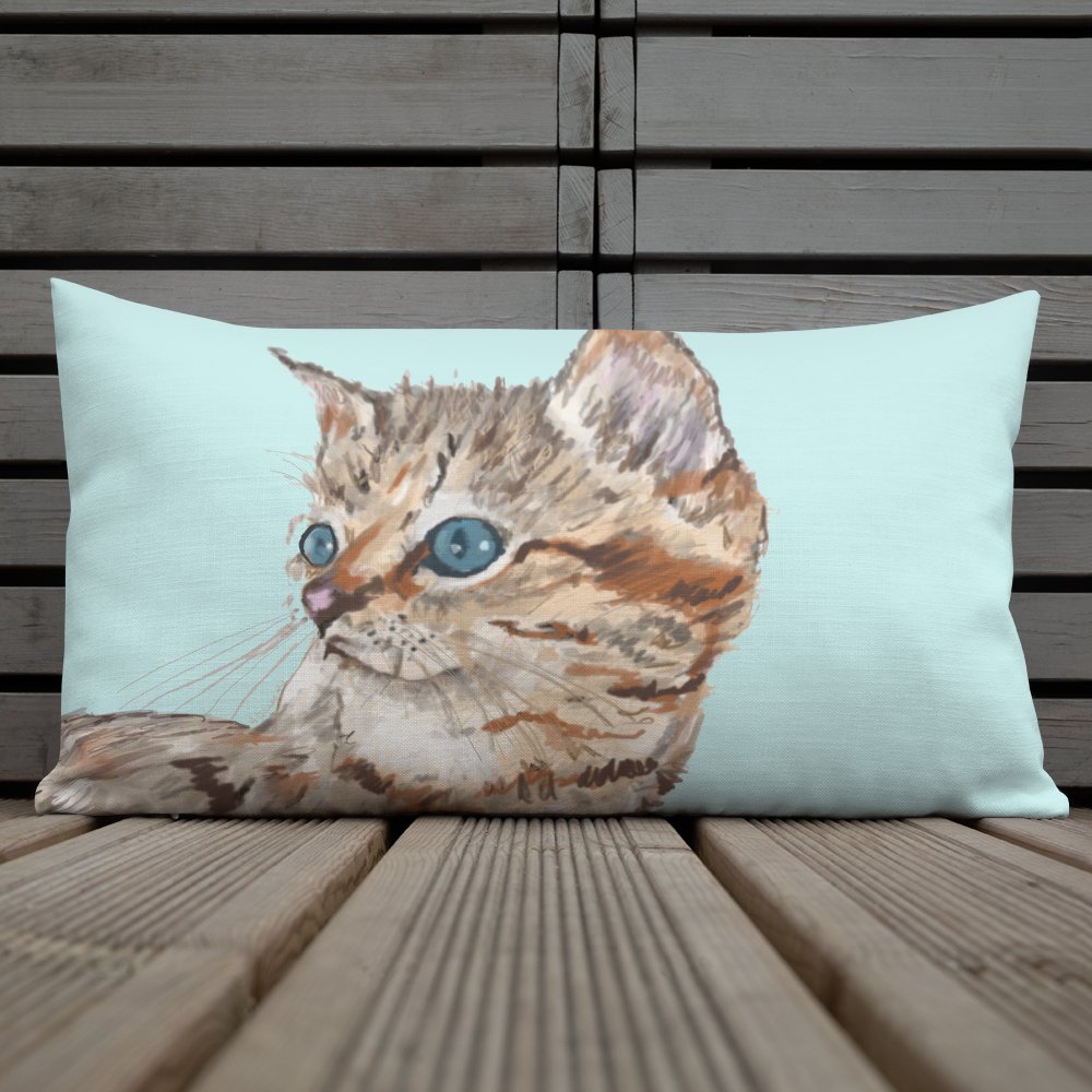 “Molly” Kitten Premium Pillow - Blue Cava