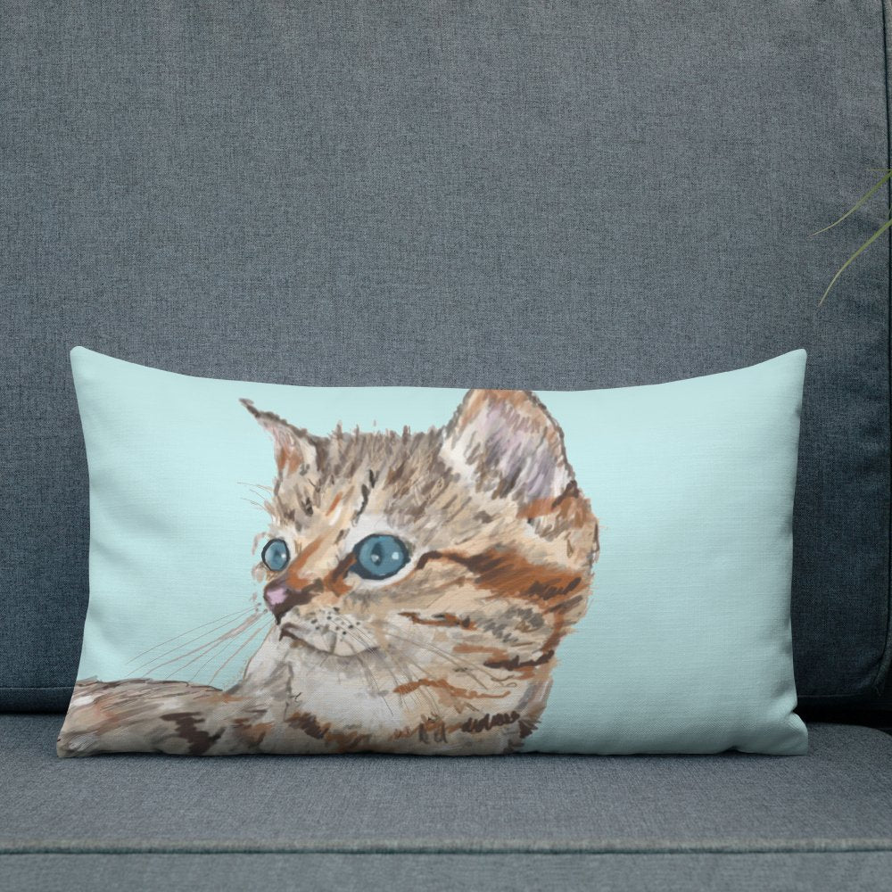 “Molly” Kitten Premium Pillow - Blue Cava