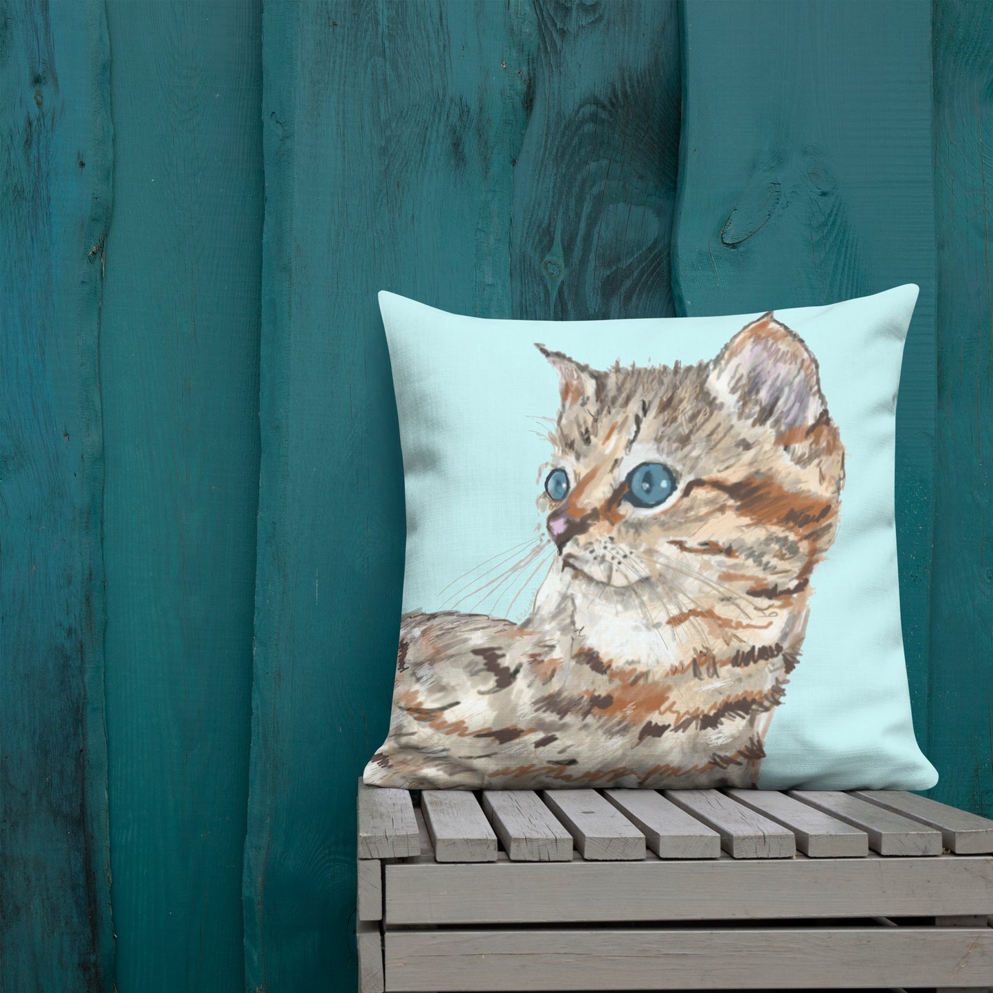 “Molly” Kitten Premium Pillow - Blue Cava
