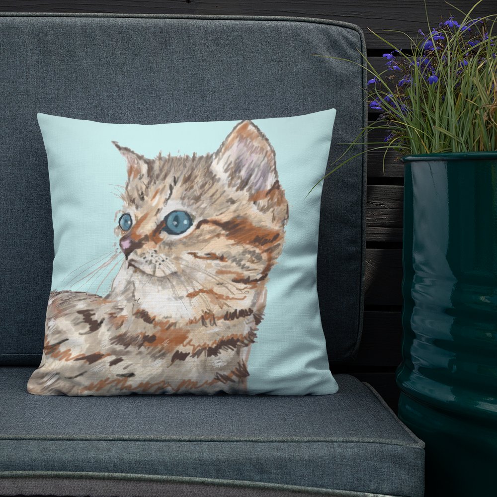 “Molly” Kitten Premium Pillow - Blue Cava